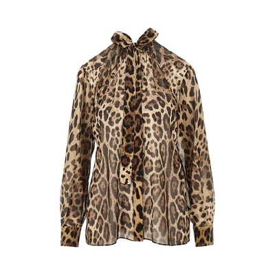 silk georgette shirt with leo print