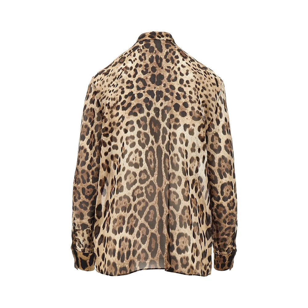 silk georgette shirt with leo print