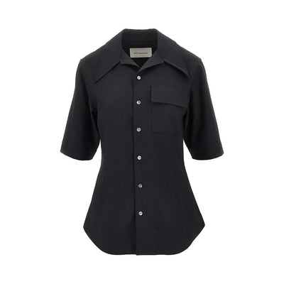 wool twill short-sleeved shirt