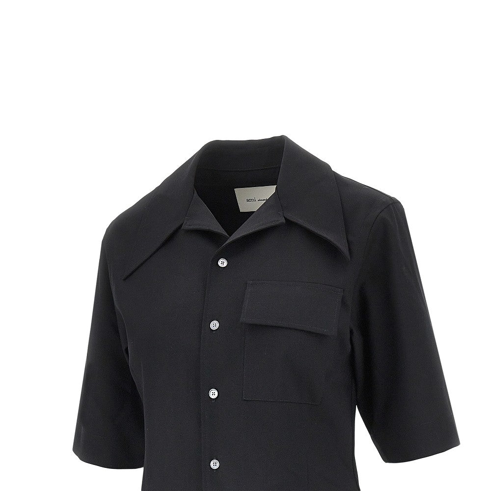 AMI 40 wool twill short-sleeved shirt