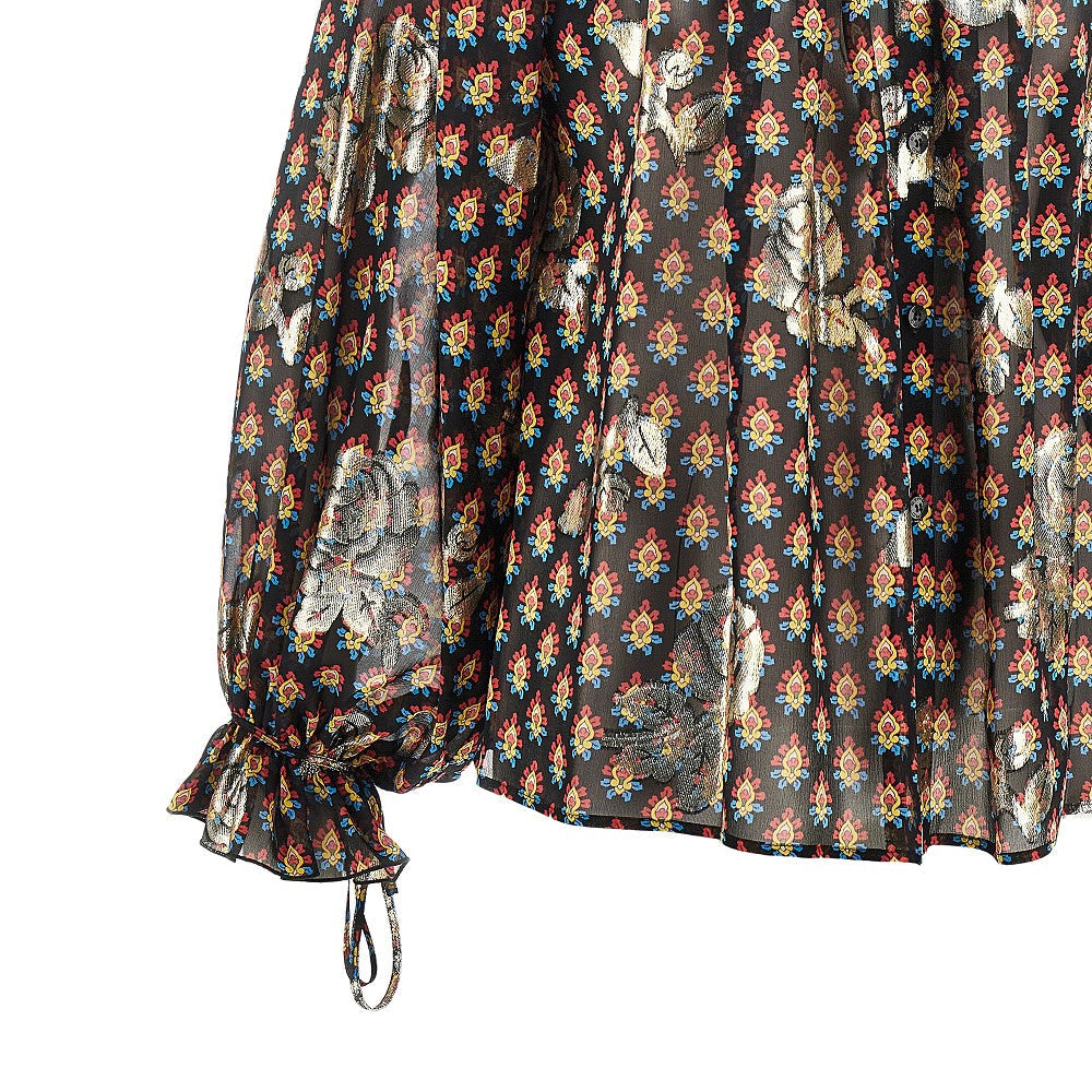 fil coupé roses silk blouse
