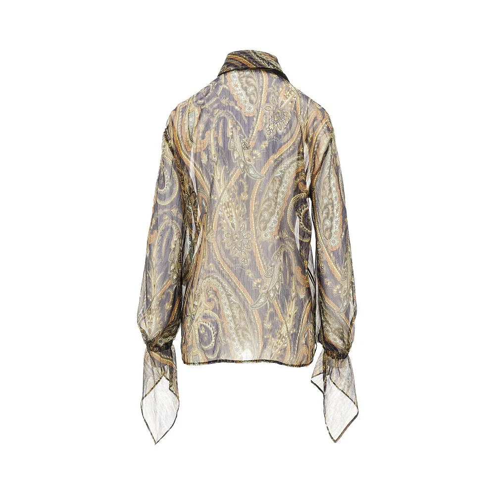 lurex pinstriped paisley silk shirt