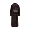 faux fur long coat with belt