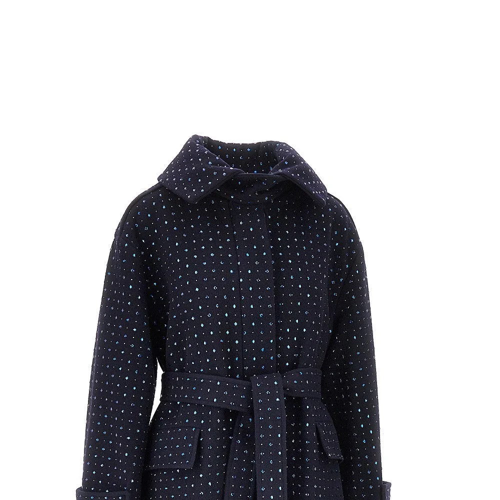 PINKO 38 full-strass wool long coat