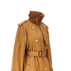 gabardine trench coat with leather details