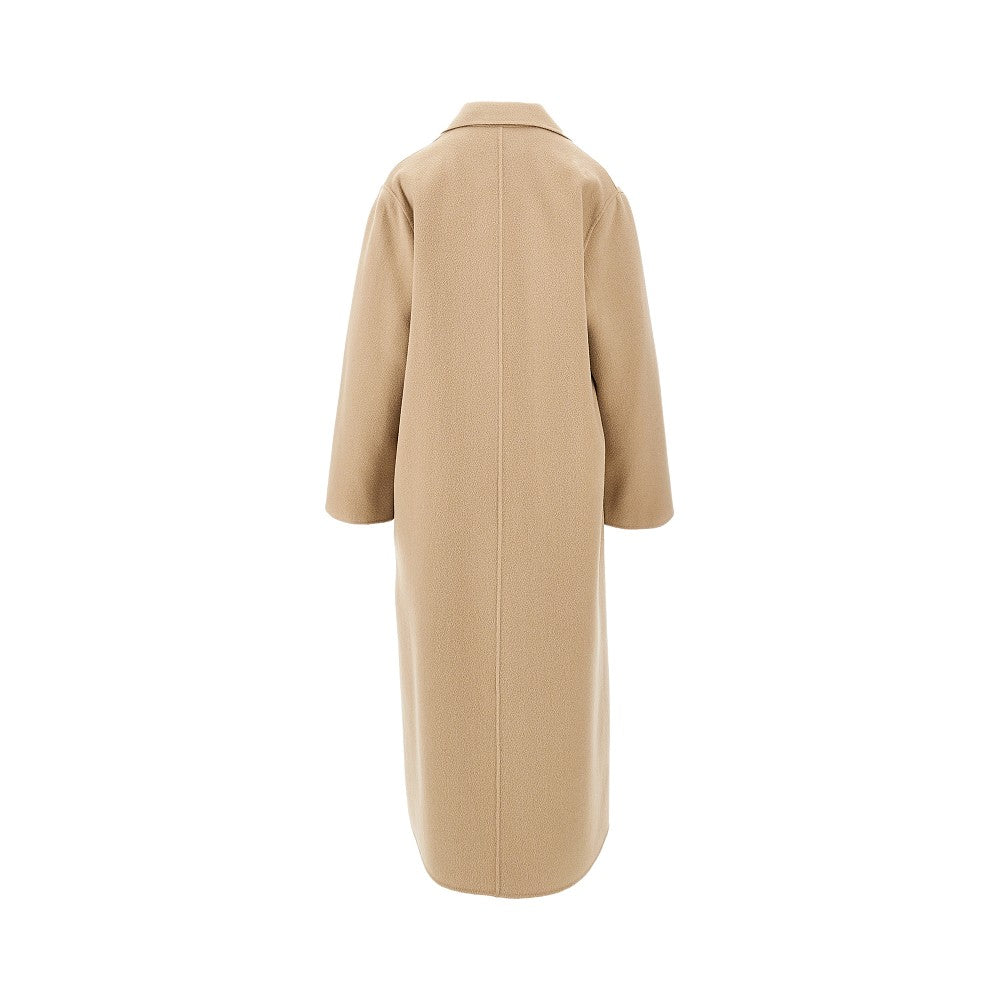 double wool blend single-breasted coat