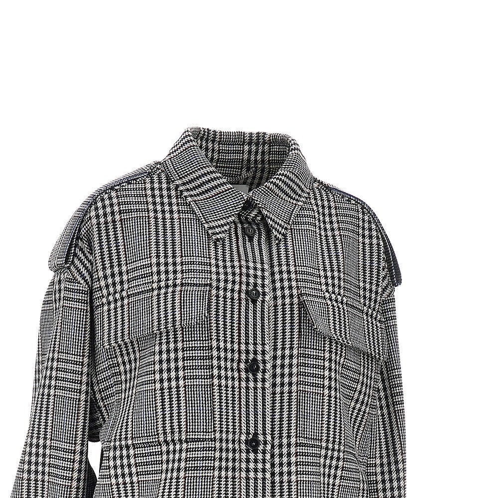 prince of wales wool overshirt