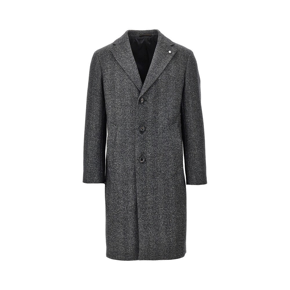 LUIGI BIANCHI 48 herringbone wool midi coat