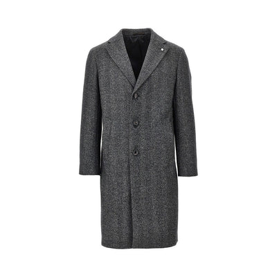 herringbone wool midi coat