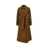 pressed wool long trench coat