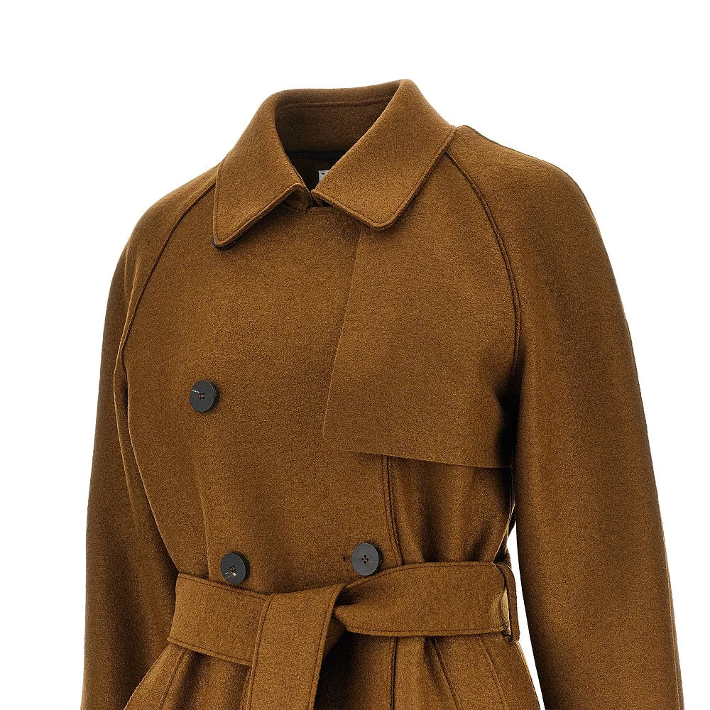 HARRIS WHARF LONDON 42 pressed wool long trench coat