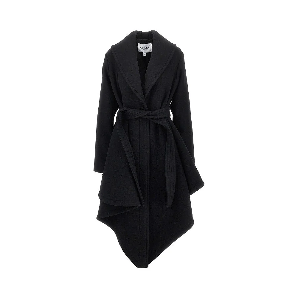 ALAIA 38 wool robe coat with belt