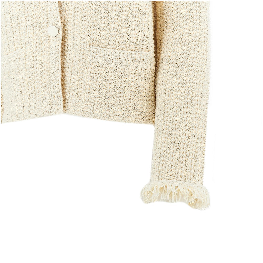 raffia effect crochet knit jacket