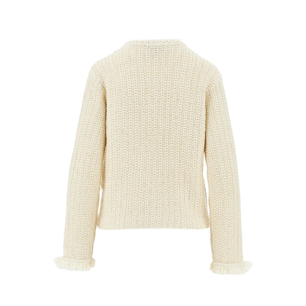 raffia effect crochet knit jacket