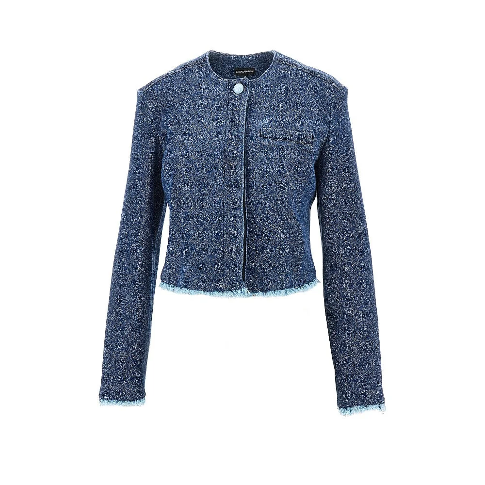 EMPORIO ARMANI 44 buttoned denim cropped jacket