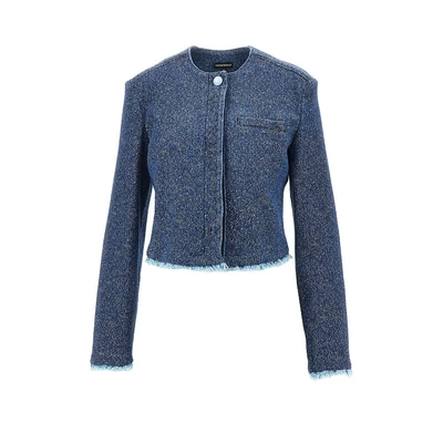 buttoned denim cropped jacket