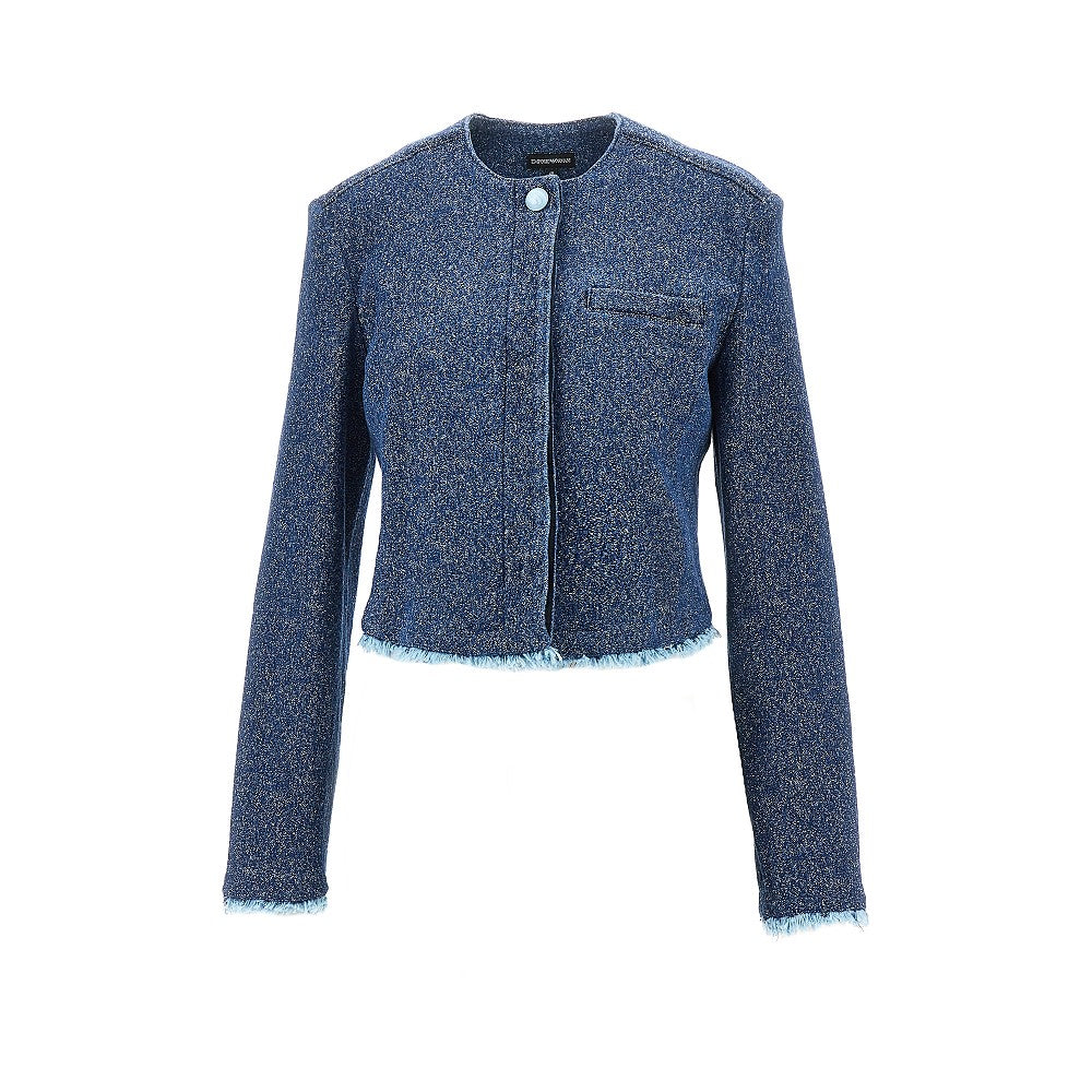EMPORIO ARMANI 44 buttoned denim cropped jacket