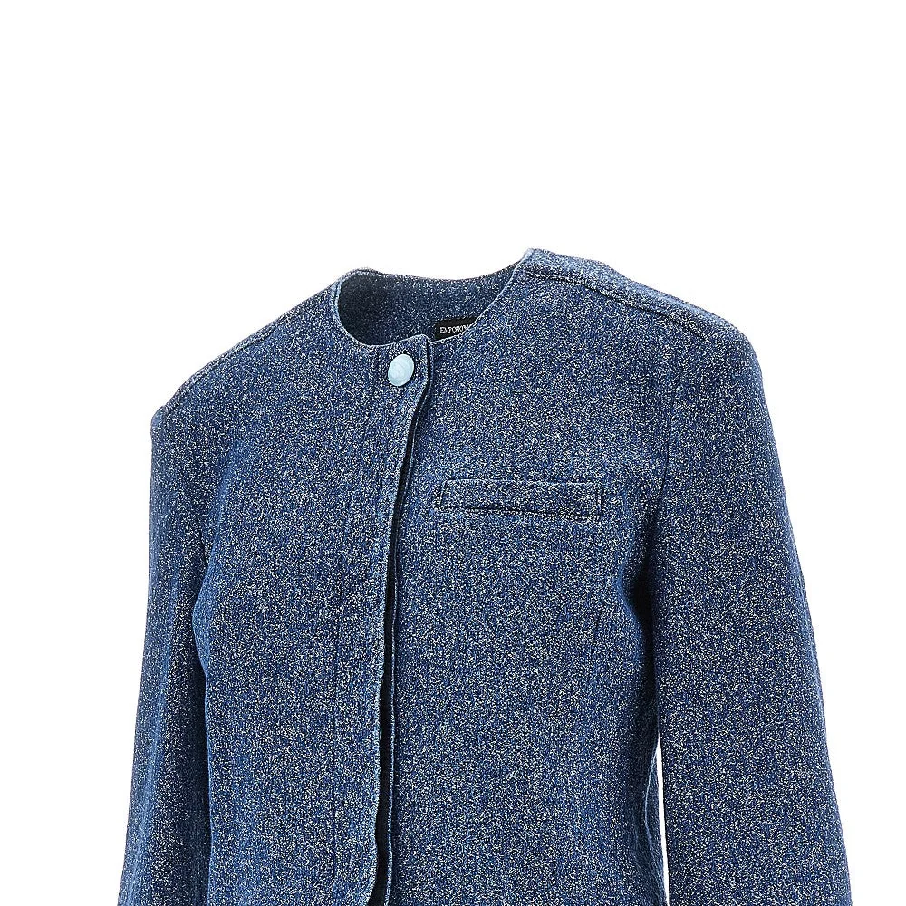 buttoned denim cropped jacket