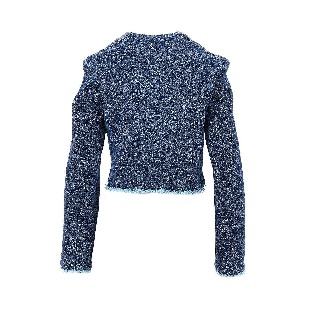 buttoned denim cropped jacket