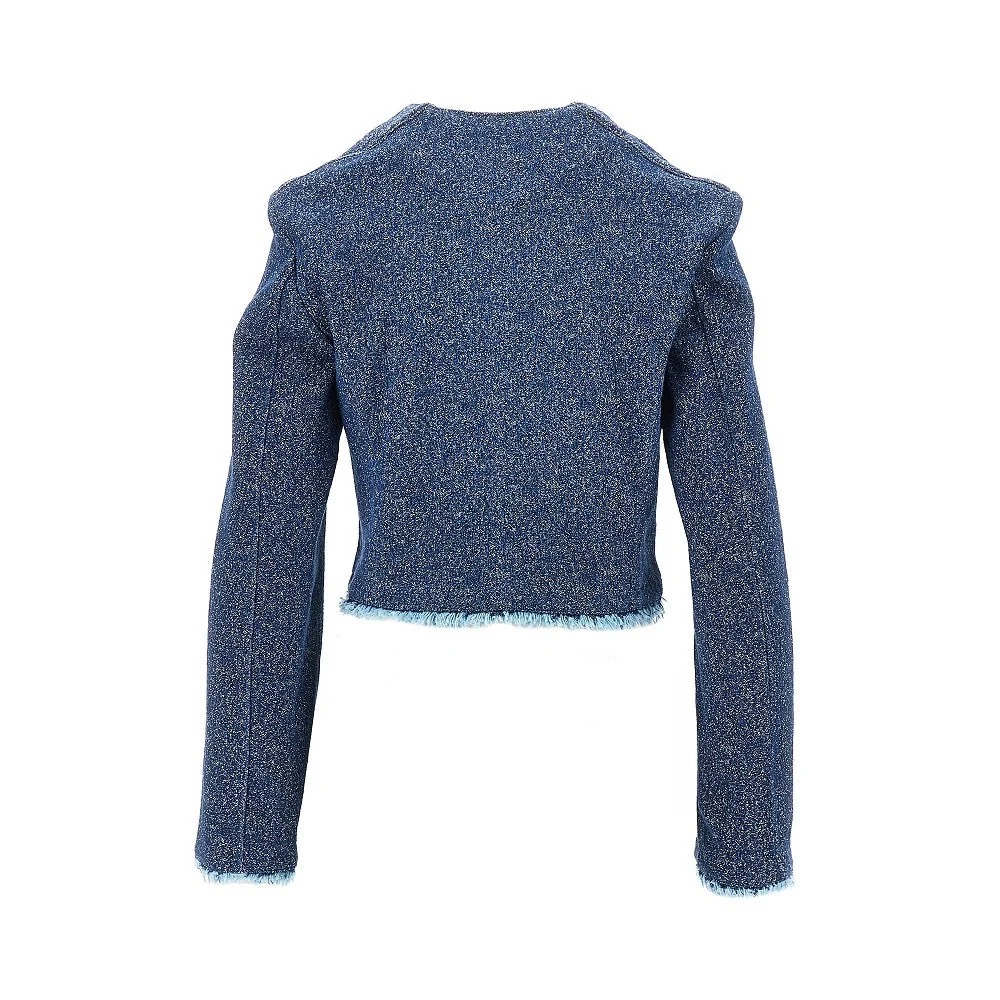 buttoned denim cropped jacket