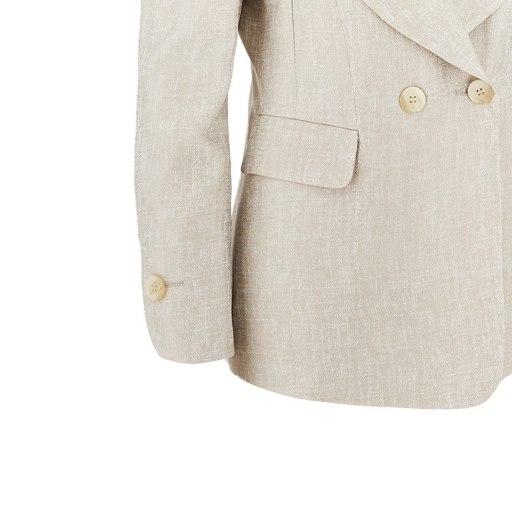 EMPORIO ARMANI 42 icon laminated viscose double-breasted jacket