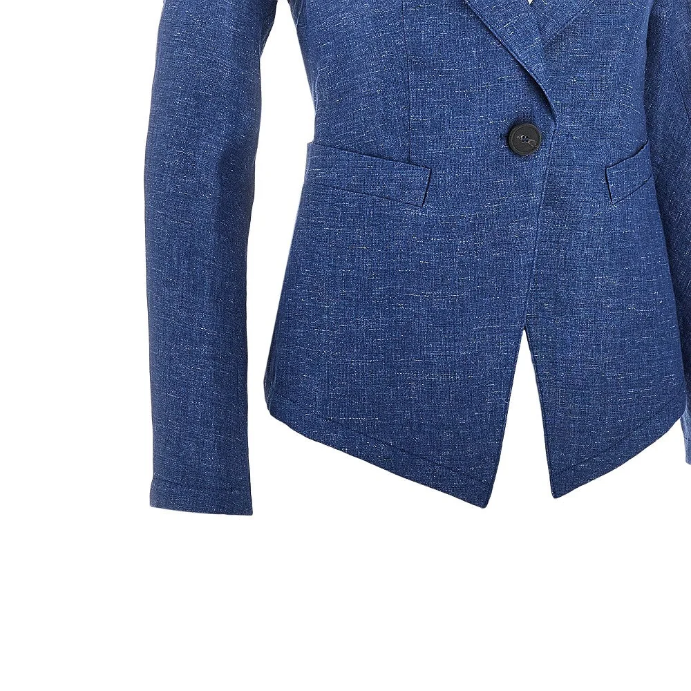 EMPORIO ARMANI 40 linen-blend chambray single-breasted jacket