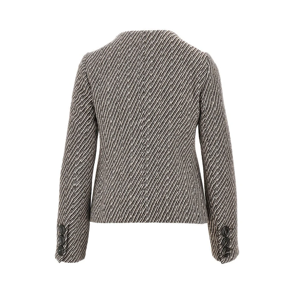 diagonal striped wool-blend jacket
