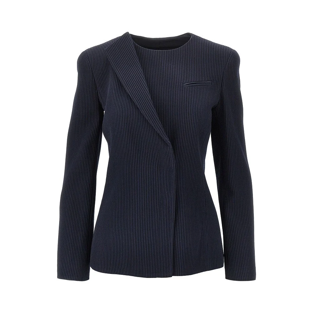 single-breasted canneté wool jacket