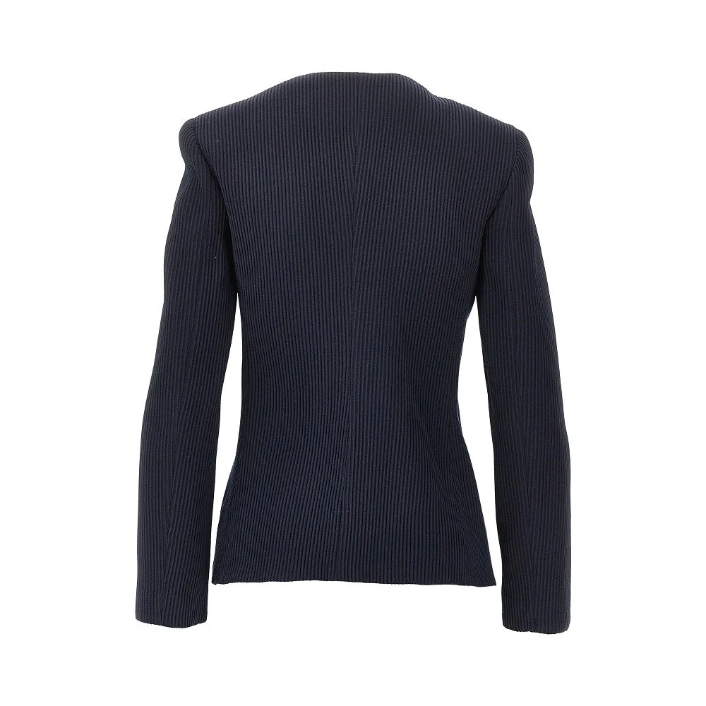 single-breasted canneté wool jacket