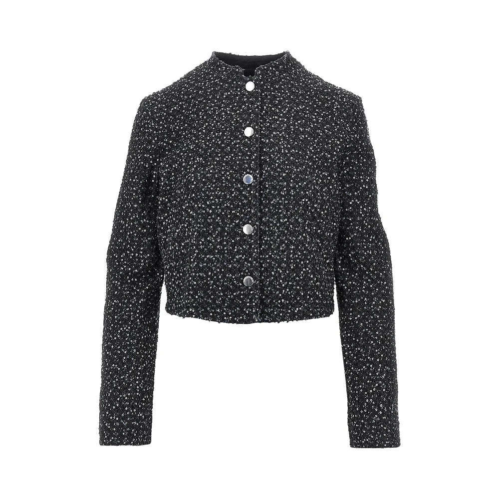 sequinned denim short jacket