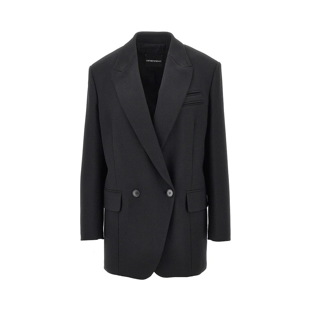 EMPORIO ARMANI 40 wool-blend oversized double-breasted jacket