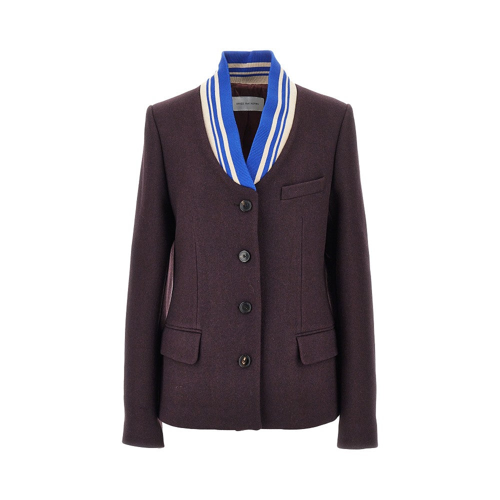 cloth jacket with ribbed collar