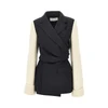 wool blazer with knitted sleeves