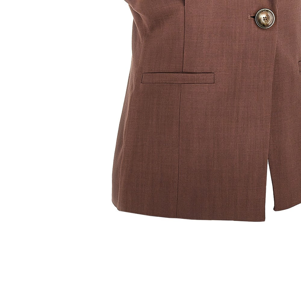 PINKO 38 panama fabric sleeveless jacket