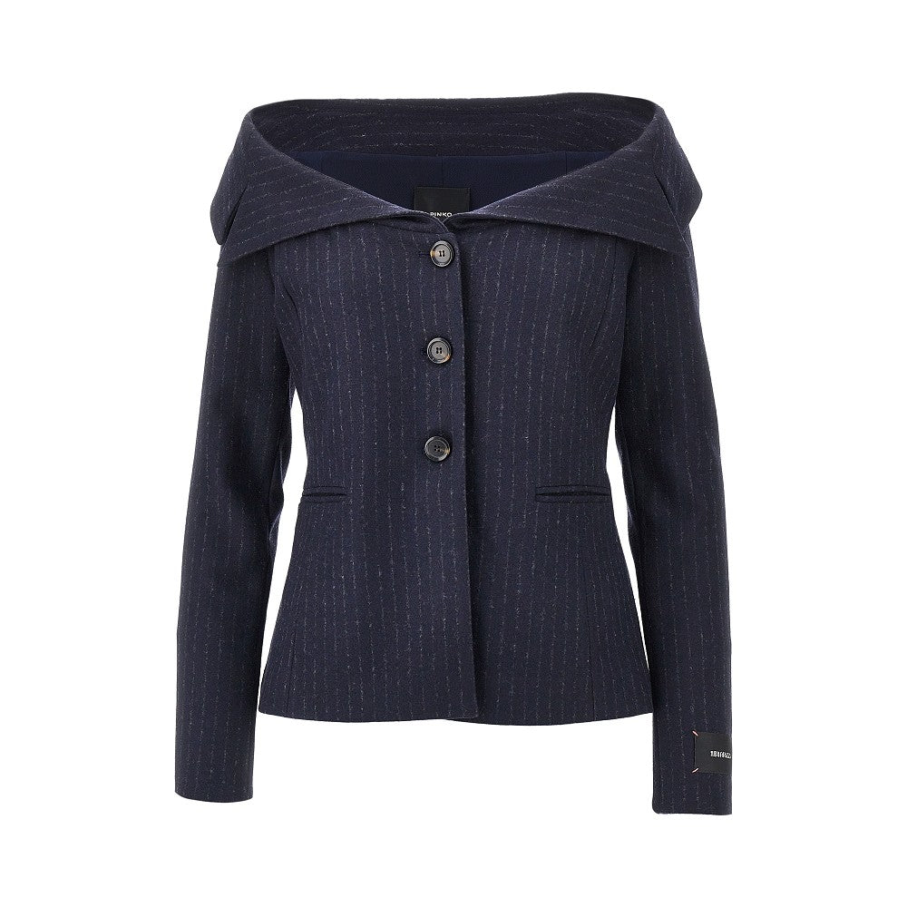 PINKO 38 pinstriped flannel single-breasted jacket
