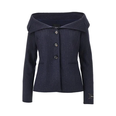 pinstriped flannel single-breasted jacket