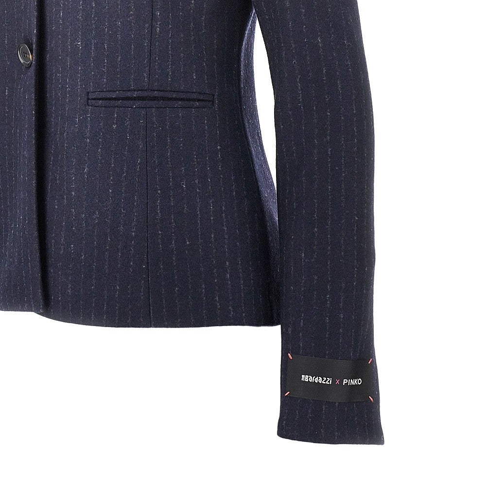pinstriped flannel single-breasted jacket