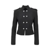 jewelled epaulettes stretch fabric jacket