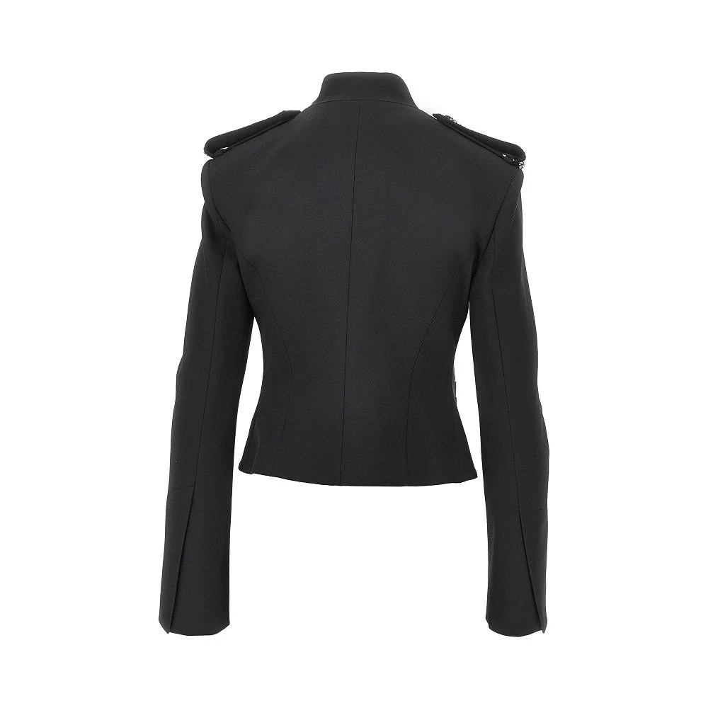 jewelled epaulettes stretch fabric jacket
