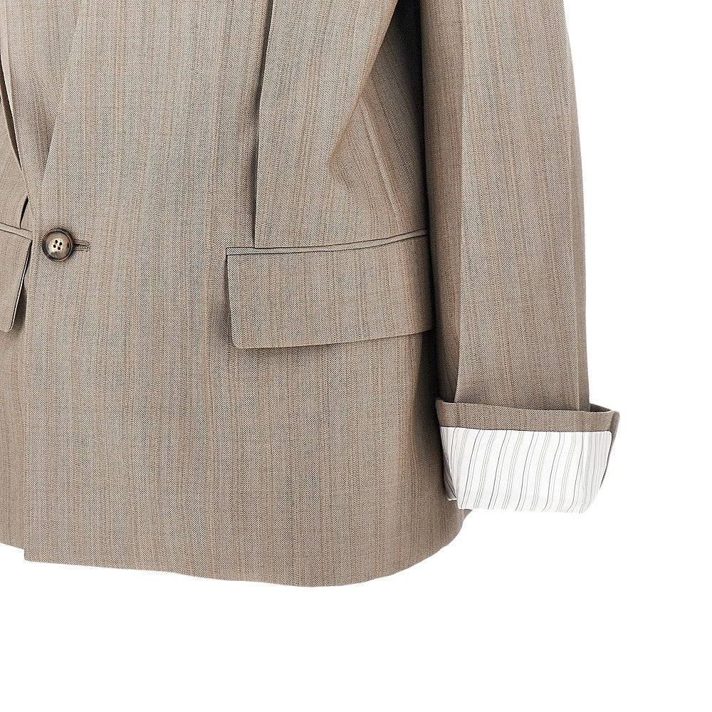 collarless wool jacket