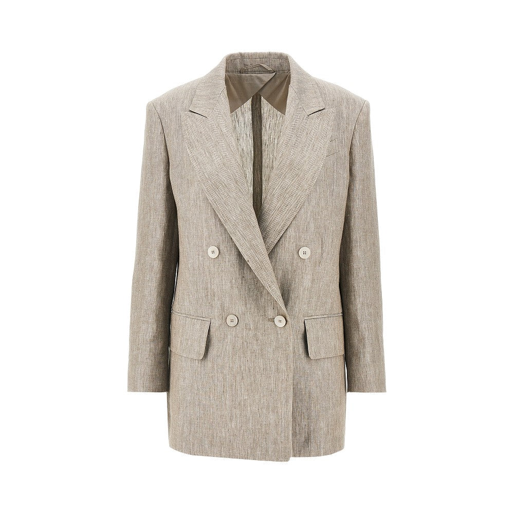 MAX MARA 44 chevron linen double-breasted jacket