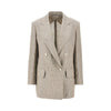 chevron linen double-breasted jacket