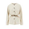 linen and silk jacket with drawstring