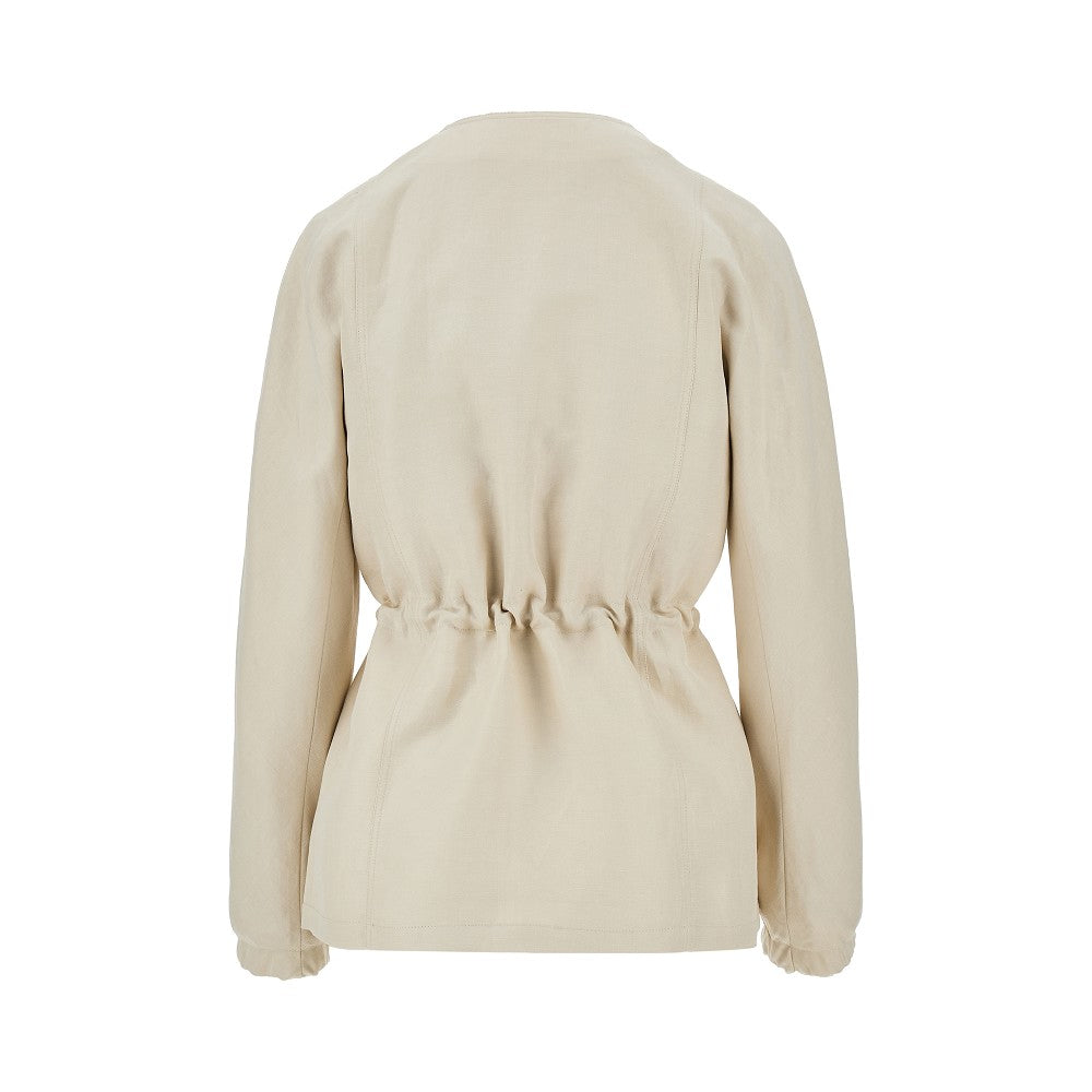 linen and silk jacket with drawstring