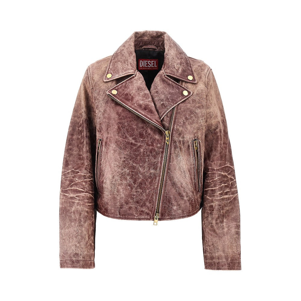 DIESEL 40 vintage-effect leather biker jacket