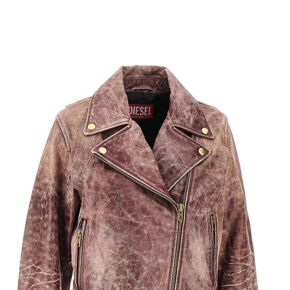 DIESEL 40 vintage-effect leather biker jacket