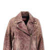 vintage-effect leather biker jacket