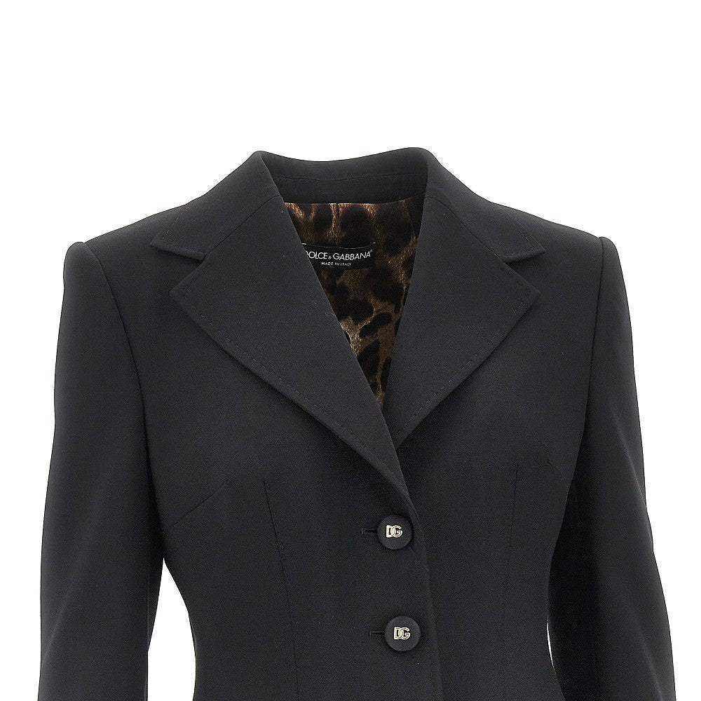 slim fit gabardine single-breasted jacket