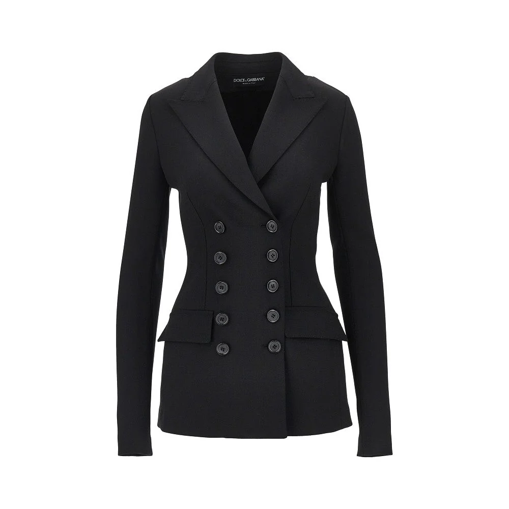 stretch wool fitted double-breasted jacket