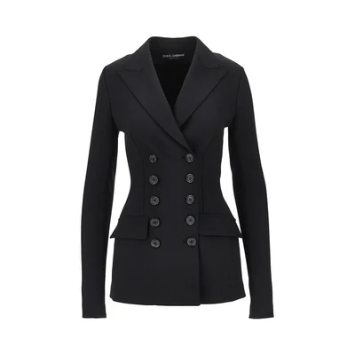 stretch wool fitted double-breasted jacket